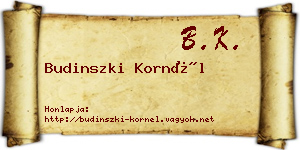 Budinszki Kornél névjegykártya